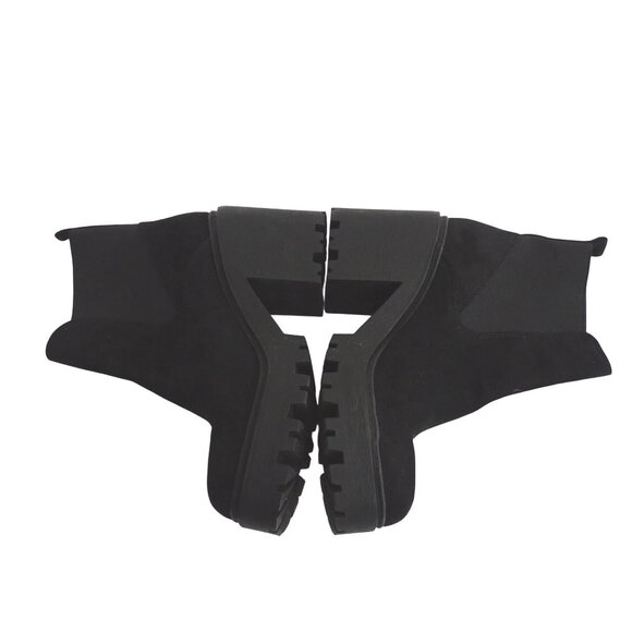 Soda Women Black Platform Chelsea Ankle Boots Size 9 Faux Suede Lug Block Heel - Picture 6 of 9